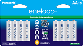 Panasonic eneloop pro AA Rechargeable NiMH Batteries (1.2V, 2550mAh,  16-Pack)