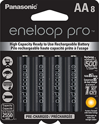 Panasonic 8-pack of Rechargeable Eneloop 2000mAh NiMh AA Batteries